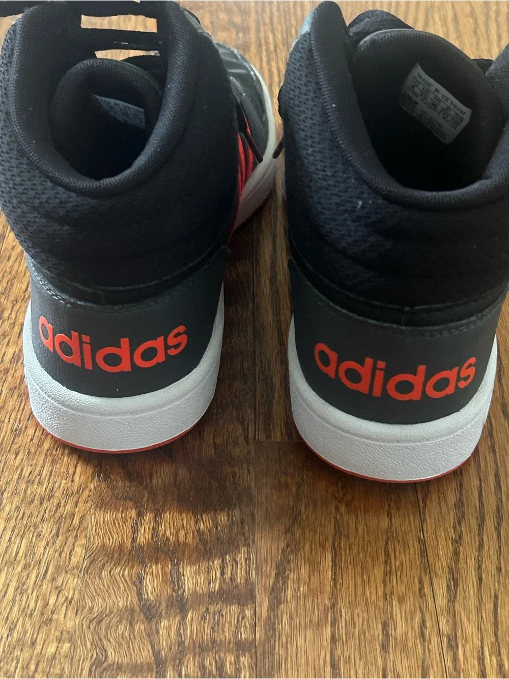 Adidas Hoops Mid 3.0 Kids High Top Sneakers Black Red Size 4 Basketball Shoes